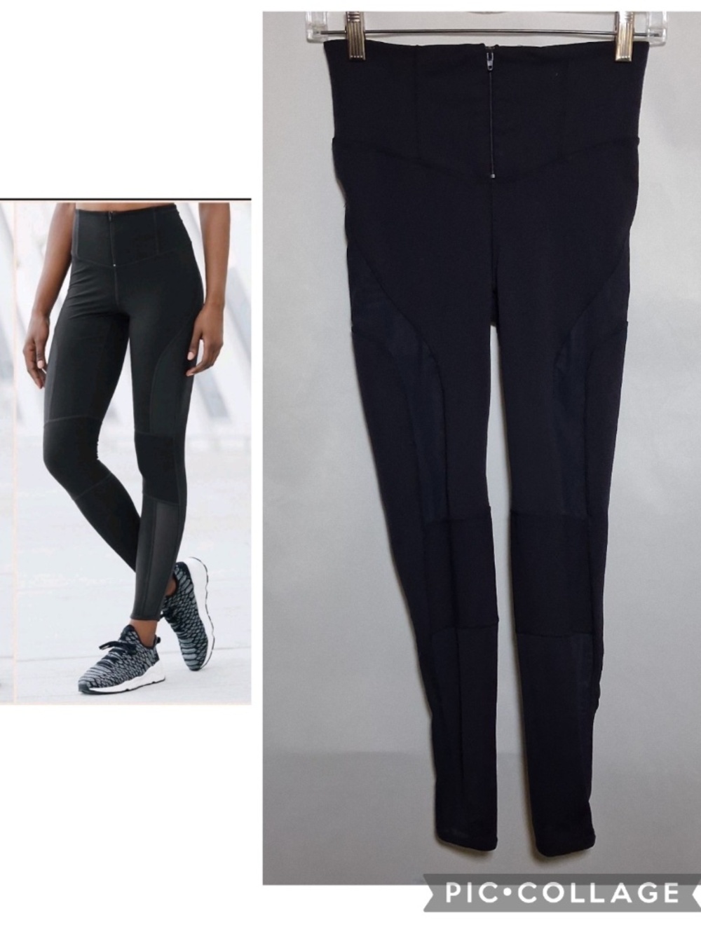 Womens Free People FP Movement Black Cool Rider Front Zip Leggings Moto Yoga XS